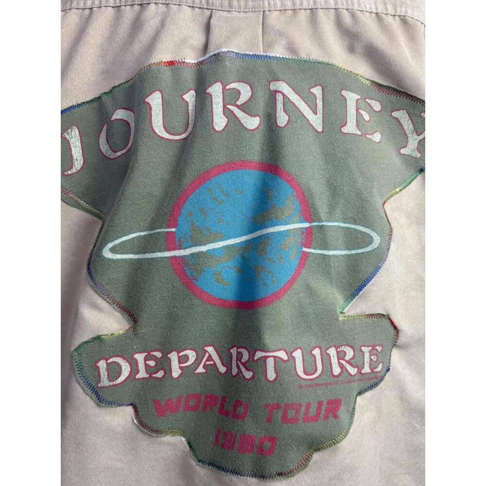 April 25th Flannels Upcycled Plaid‎ Shacket Grunge Journey Departure Band Patch